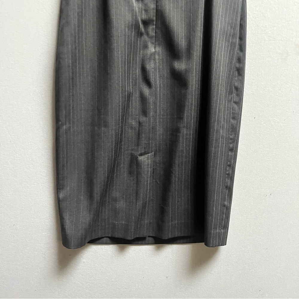 Brooks Brothers 100% Wool Pinstriped Grey Pinstripe Midi Dress Sz 2 - Picture 4 of 11